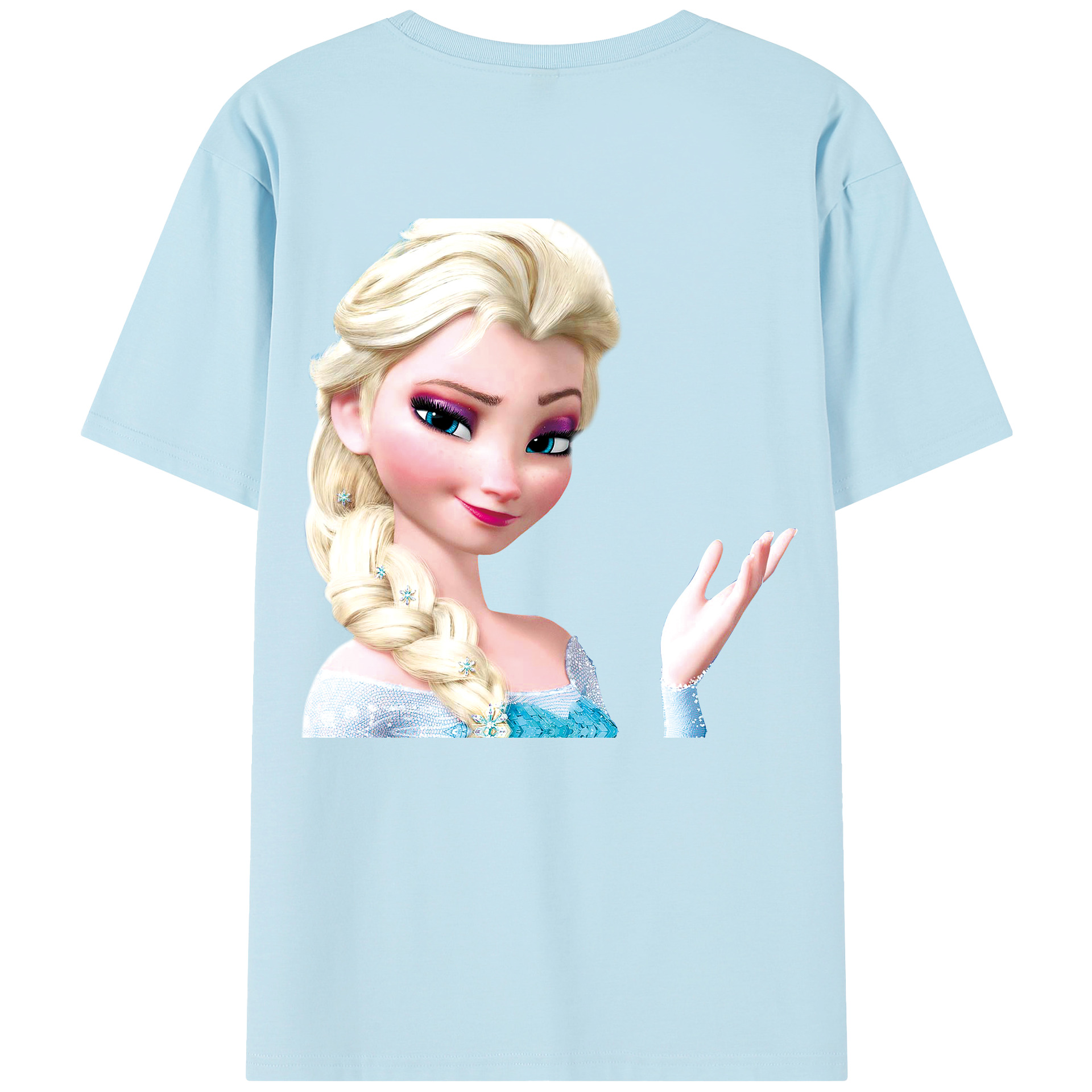 （画像用） アナと雪の女王 アンナ エルサ Frozen Anna Elsa 綿100％半袖Tシャツ（背面プリント）
